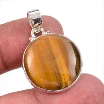 Natural Tiger s Eye Gemstone 925 Solid Sterling Silver Gift Pendant 1.50 E7F24