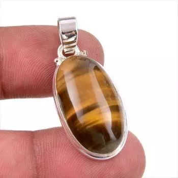 Natural Tiger s Eye Gemstone 925 Solid Sterling Silver Gift Pendant 1.50 L1q67