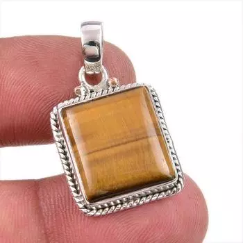 Natural Tiger s Eye Gemstone 925 Solid Sterling Silver Gift Pendant 1.50 A4g90