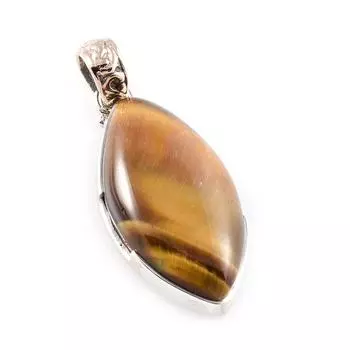 Natural Tiger s Eye Gemstone 925 Solid Sterling Silver Jewelry Pendant 1.6 H6U66