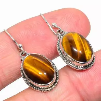 Natural Tiger s Eye Gemstone 925 Solid Sterling Silver Gift Earring 1.25 q1B34