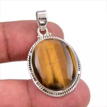 Natural Tiger s Eye Gemstone 925 Solid Sterling Silver Gift Pendant 1.50 j9U54