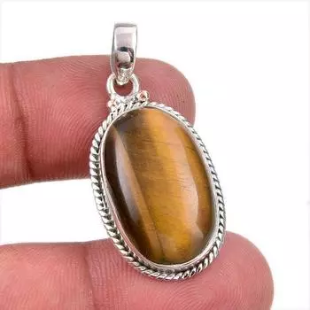 Natural Tiger s Eye Gemstone 925 Solid Sterling Silver Gift Pendant 1.50 l8G15