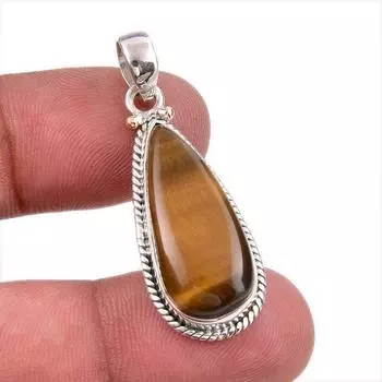 Natural Tiger s Eye Gemstone 925 Solid Sterling Silver Gift Pendant 1.75 U0V31