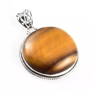 Natural Tiger s Eye Gemstone 925 Solid Sterling Silver Jewelry Pendant 1.8 E1K88