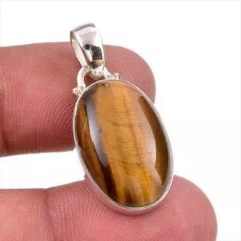 Natural Tiger s Eye Gemstone 925 Solid Sterling Silver Gift Pendant 1.50 b7W38