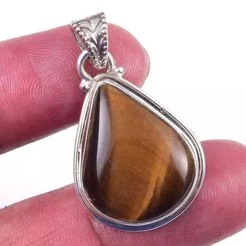 Natural Tiger s Eye Gemstone 925 Solid Sterling Silver Gift Pendant 1.50 C8h60