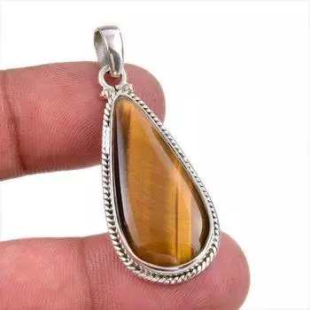 Natural Tiger s Eye Gemstone 925 Solid Sterling Silver Gift Pendant 1.75 Y5r28