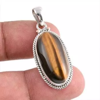 Natural Tiger s Eye Gemstone Handmade 925 Solid Silver Gift Pendant 1.50 t6N43