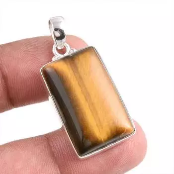 Natural Tiger s Eye Gemstone Handmade 925 Solid Silver Gift Pendant 1.75 s8m88