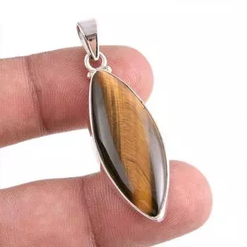 Natural Tiger s Eye Gemstone Handmade 925 Solid Silver Jewelry Pendant 2 H6l11