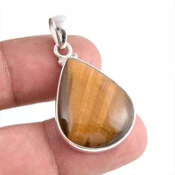 Natural Tiger s Eye Gemstone Handmade 925 Solid Silver Gift Pendant 1.50 g5T14