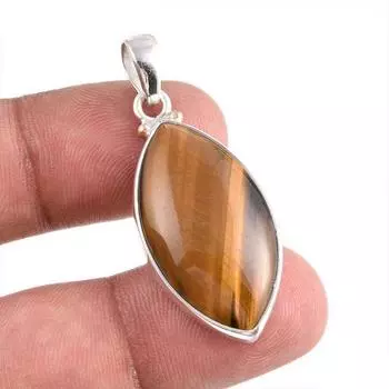 Natural Tiger s Eye Gemstone Handmade 925 Solid Silver Gift Pendant 1.75 H6y52