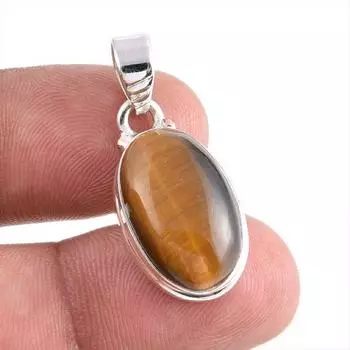 Natural Tiger s Eye Gemstone Handmade 925 Solid Silver Gift Pendant 1.50 g7s18