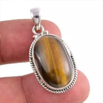 Natural Tiger s Eye Gemstone Handmade 925 Solid Silver Gift Pendant 1.50 I5n55