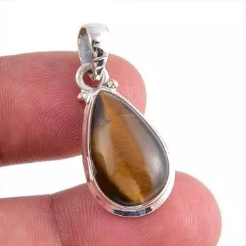 Natural Tiger s Eye Gemstone Handmade 925 Solid Silver Gift Pendant 1.25 g2l83