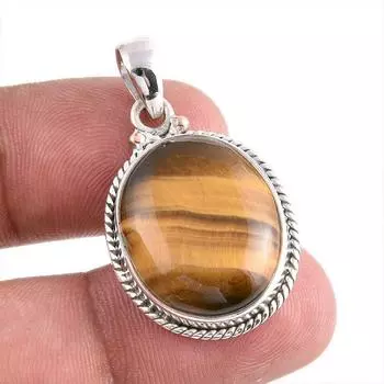 Natural Tiger s Eye Gemstone Handmade 925 Solid Silver Gift Pendant 1.50 y2d19