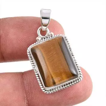Natural Tiger s Eye Gemstone Handmade 925 Solid Silver Gift Pendant 1.50 z6T26