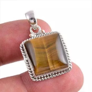 Natural Tiger s Eye Gemstone Handmade 925 Solid Silver Gift Pendant 1.25 r7u67