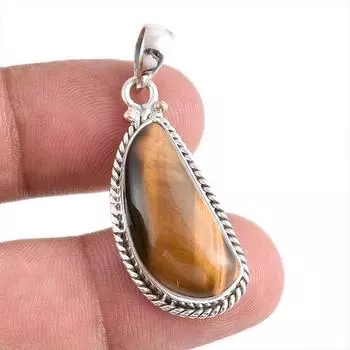 Natural Tiger s Eye Gemstone Handmade 925 Solid Silver Gift Pendant 1.75 F4H45