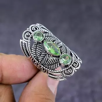 Natural Tsavorite Gemstone Handmade 925 Sterling Silver Jewelry Ring Size 9 L9c07