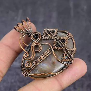 Natural Tube Agate Gemstone Handmade Copper Wire Wrap Jewelry Pendant 2.21 z2Z62