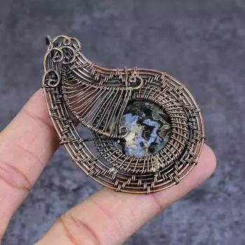 Natural Tube Agate Gemstone Handmade Copper Wire Wrap Jewelry Pendant 2.99 M4h58