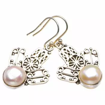 Natural Turquoise Fariy Handmade 925 Sterling Silver Earrings 1.5 D3762