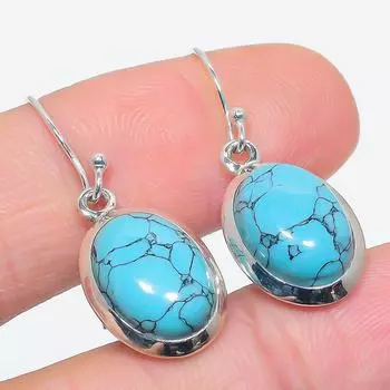 Natural Turquoise Gemstone Handmade 925 Solid Sterling Silver Earring 1.50 J2I38