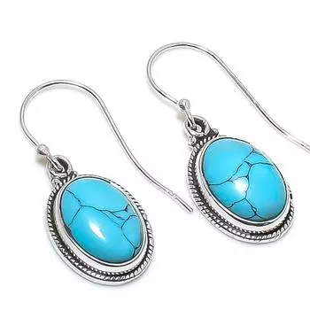 Natural Turquoise Gemstone Handmade 925 Solid Sterling Silver Earring 1.25 Q2P52