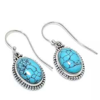Natural Turquoise Gemstone Handmade 925 Solid Sterling Silver Earring 1.50 E5z80