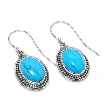 Natural Turquoise Gemstone Handmade 925 Solid Sterling Silver Earring 1.25 z4Y40