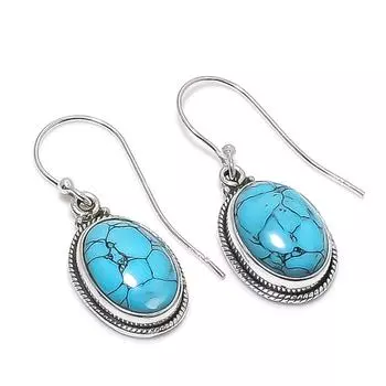 Natural Turquoise Gemstone Handmade 925 Solid Sterling Silver Earring 1.25 o1I96