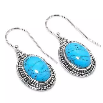 Natural Turquoise Gemstone Handmade 925 Solid Sterling Silver Earring 1.50 I3N24