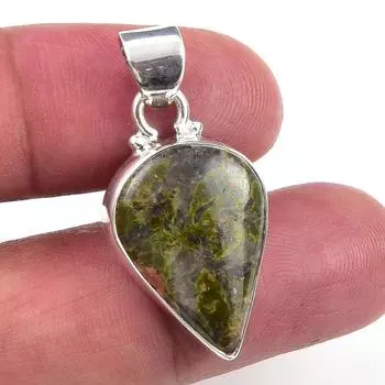 Natural Unakite Gemstone 925 Solid Sterling Silver Jewelry Pendant 1.25 Y9f76