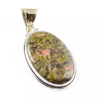 Natural Unakite Gemstone 925 Sterling Silver Jewelry Two Tone Pendant 1.8 B6n13
