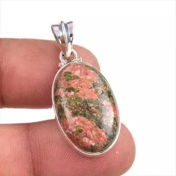 Natural Unakite Gemstone Handmade 925 Solid Sterling Silver Pendant 1.5 o2I40
