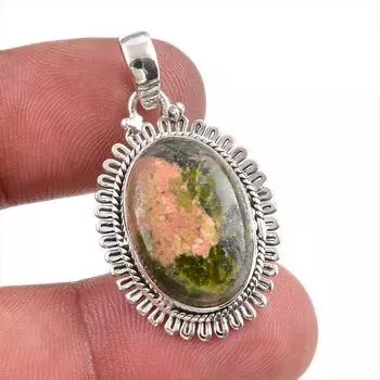 Natural Unakite Gemstone Handmade 925 Solid Sterling Silver Pendant 1.50 H2G11