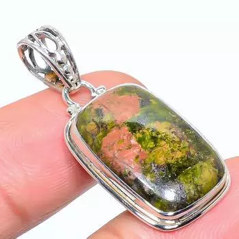 Natural Unakite Gemstone Handmade 925 Solid Sterling Silver Pendant 1.54 E3N59