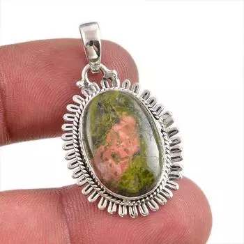 Natural Unakite Gemstone Handmade 925 Solid Sterling Silver Pendant 1.50 G3k19