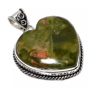 Подарочный кулон ручной работы из стерлингового серебра 925 пробы с натуральным драгоценным камнем унакитом 2,05 дюйма r9Q77