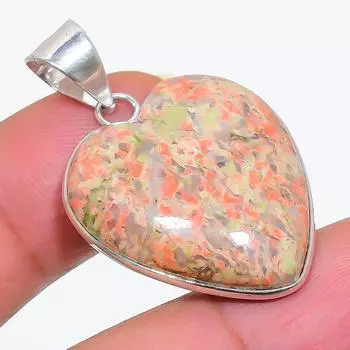 Natural Unakite Gemstone Handmade 925 Sterling Silver Jewelry Pendant 1.46 d8E57