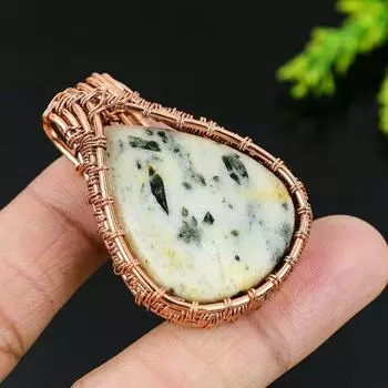 Natural Variscite Gemstone Handmade Copper Wire Wrap Gift Pendant 1.97 a7e58