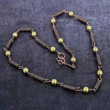 Ожерелье из натуральной медной проволоки в винтажном стиле с драгоценными камнями 18 дюймов a6a81