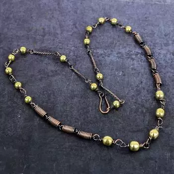 Natural Vintage Copper Look Gemstone Copper Wire Wrap Jewelry Necklace 18 M8S55