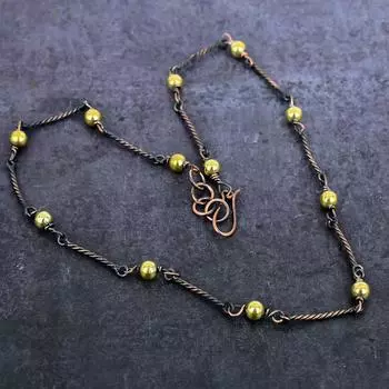 Ожерелье из натуральной медной проволоки в винтажном стиле с драгоценными камнями 18 дюймов n0i16