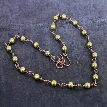 Ожерелье из натуральной медной проволоки в винтажном стиле с драгоценными камнями 18 дюймов O0G76