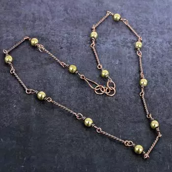 Ожерелье из натуральной медной проволоки в винтажном стиле с драгоценными камнями 18 дюймов P8E93