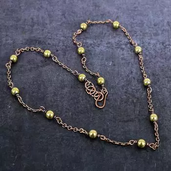 Ожерелье из натуральной медной проволоки в винтажном стиле с драгоценными камнями 18 дюймов R1o16