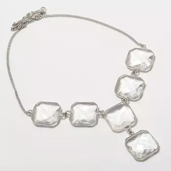 Natural White Topaz Gemstone 925 Sterling Silver Jewelry Necklace 18 S0i88